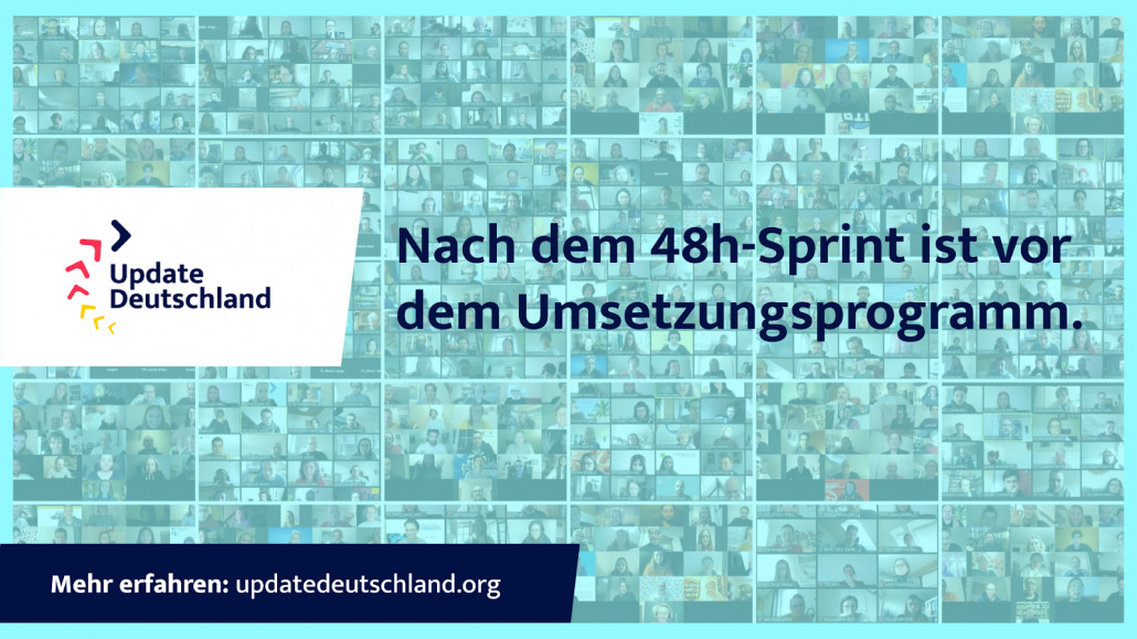 Grafik mit dem Text: Nach dem 48h-Sprint ist vor dem Umsetzungsprogramm